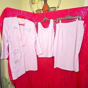 Dolce Collection  Vintage 80's Lilac Purple Easter Embellished 3pc Skirt Suit